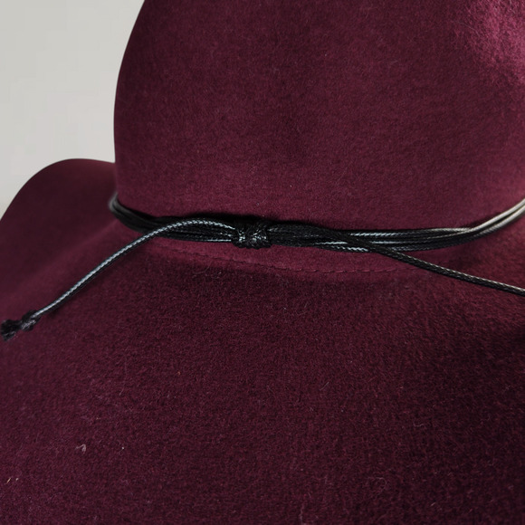 Anthropologie Burgundy Wool Felt Wide Brim Floppy Hat Cottagecore Romantic Boho main image 10